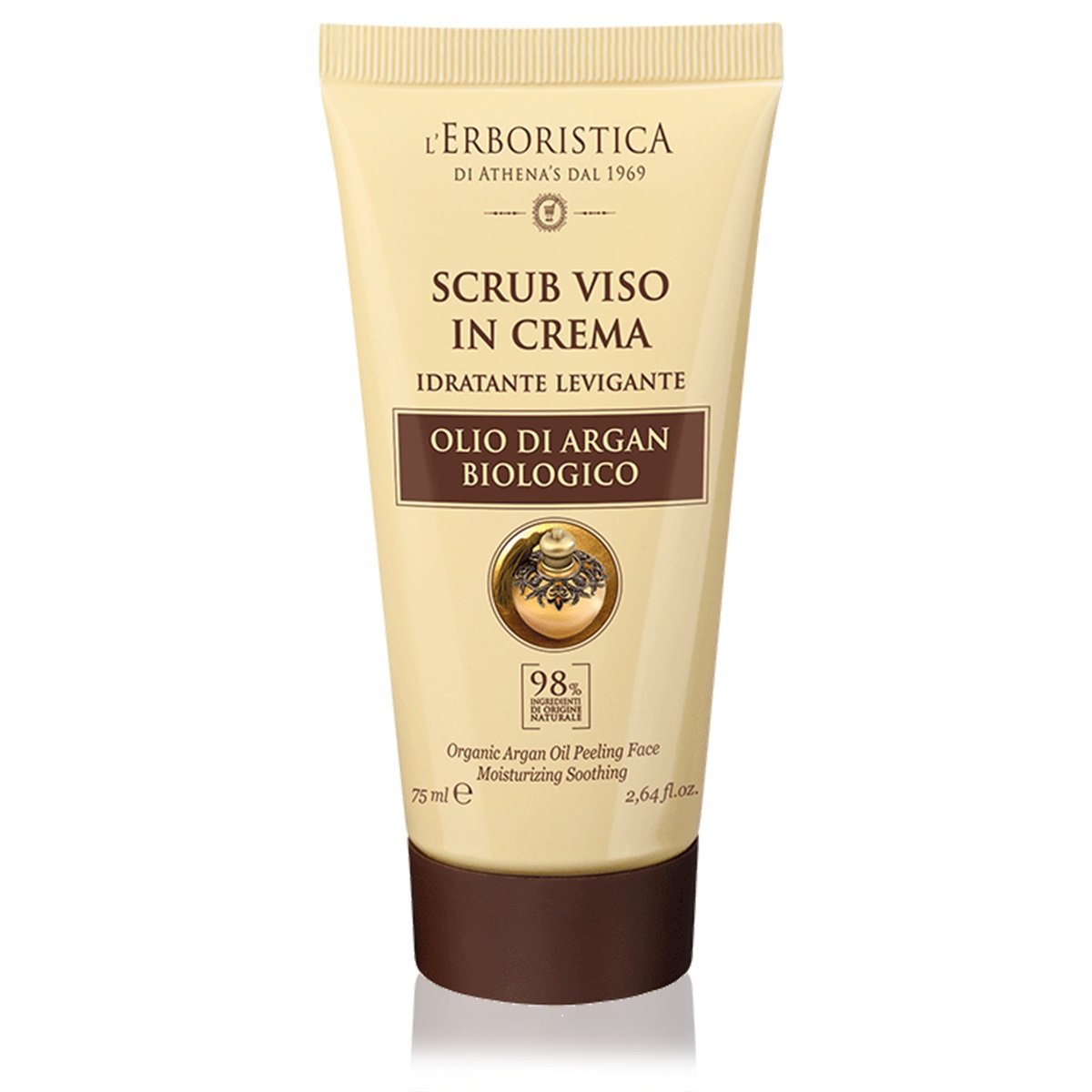 L'Erboristica Scrub Viso Esfoliante 75 ml - con Olio di Argan Biologico e Granuli di Oliva, Idratante e Purificante