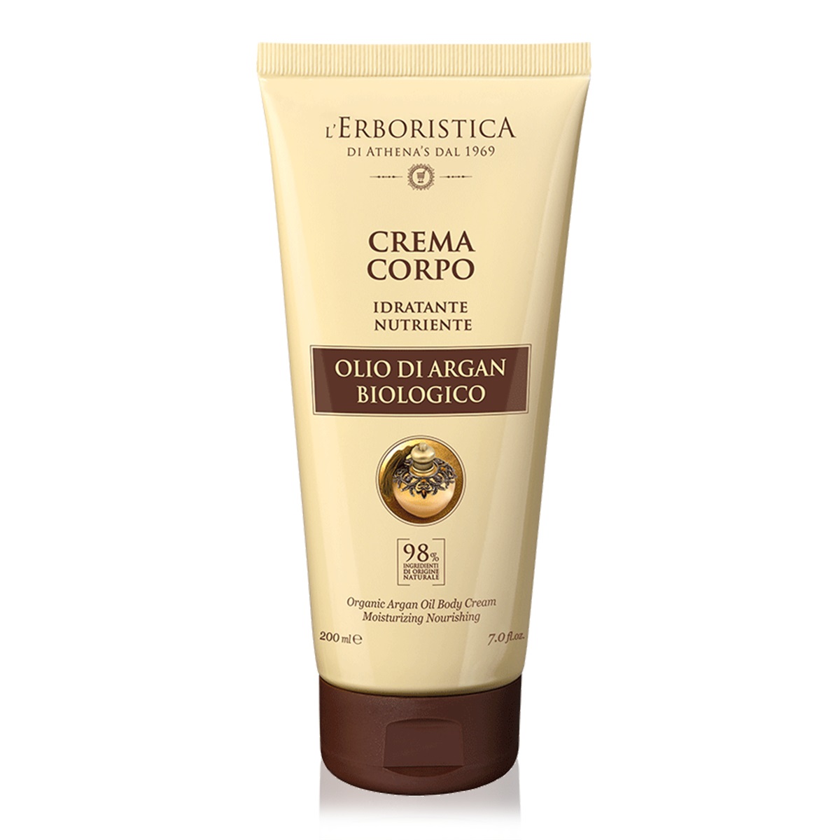 L'Erboristica Crema Corpo Idratante 200 ml con Olio di Argan Bio e Vitamina E - Elasticizzante e Antiossidante