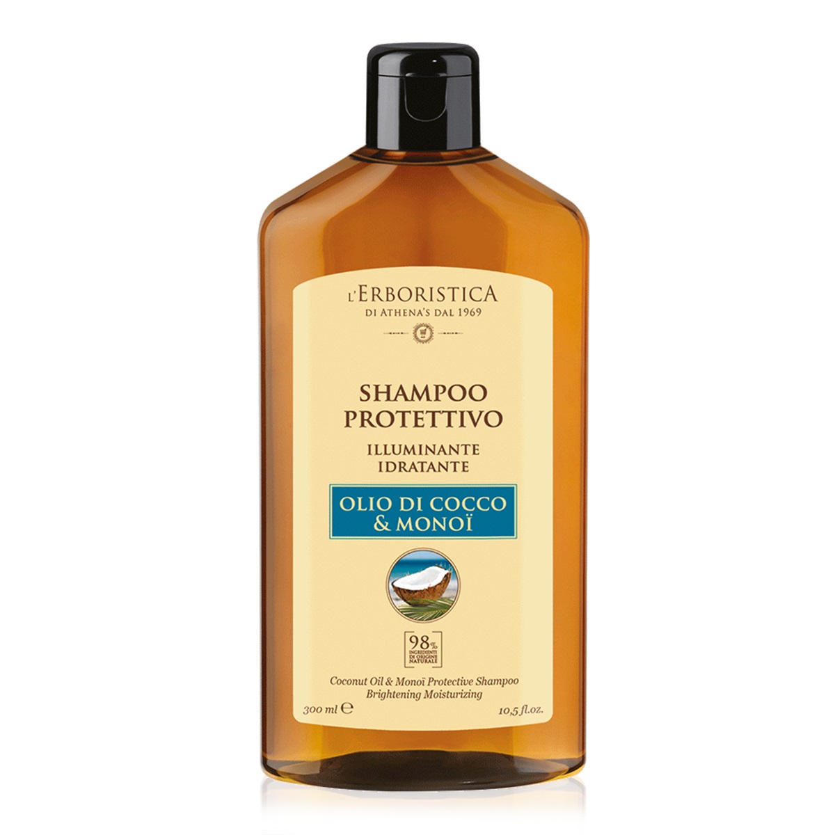 L'Erboristica Shampoo Olio di Cocco & Monoi 300 ml - Protettivo, Illuminante e Idratante per Capelli Crespi e Danneggiati