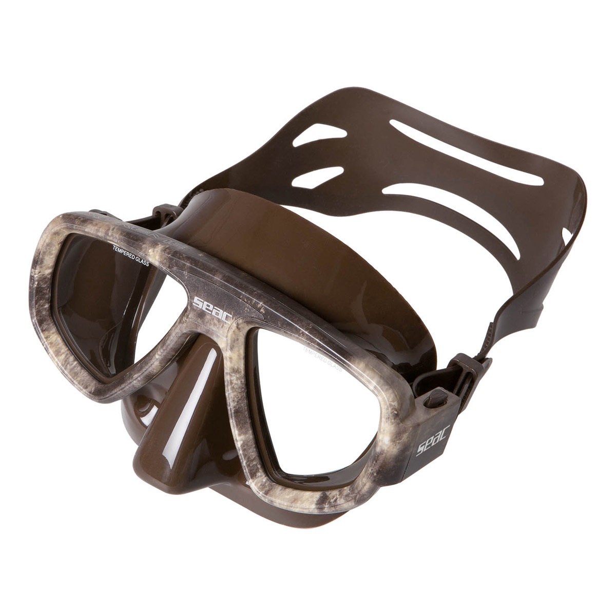 SEAC Extreme Maschera da Subacquea e Pesca in Apnea, Camo Marrone, Silicone Anatomico, Policarbonato, Lenti Ottiche Opzionali, Unisex Adulto