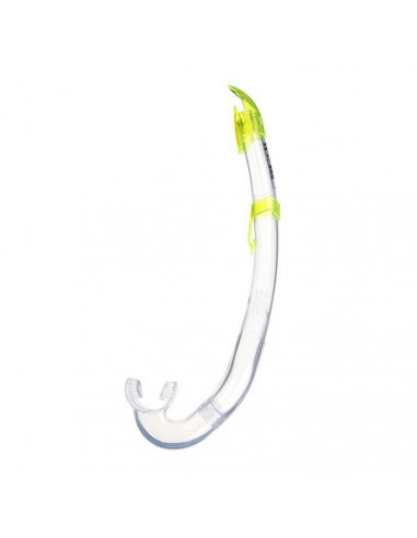 SEAC Flash Snorkel Unisex Adulto Trasparente/Giallo con Boccaglio Ergonomico a Forma di J e Funzione Anti-Spruzzo