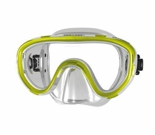 SEAC Marina - Maschera da Snorkeling in Silicone Ipoallergenico per Bambini, Trasparente/Giallo con Lente Singola Anti Urto