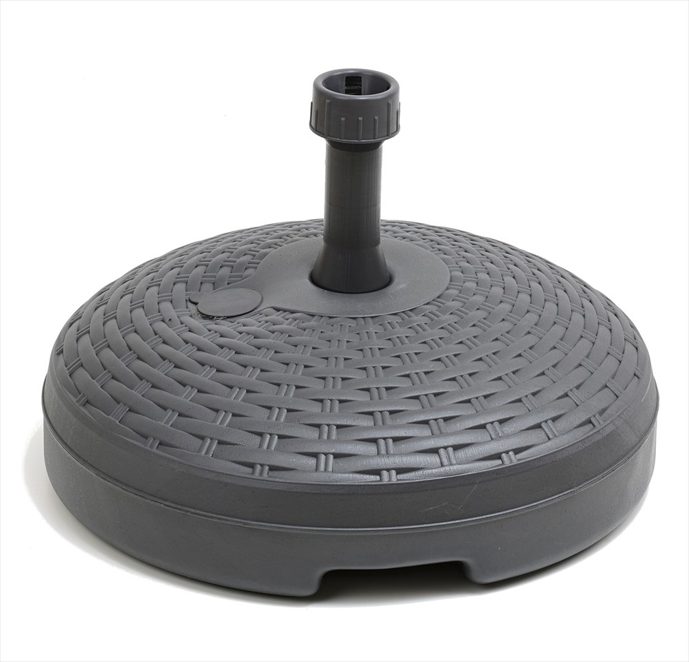 Ipae-Progarden Base Ombrellone in Plastica Rattan Antracite 20 L - Riempibile con Acqua o Sabbia, Resistente e Maneggevole