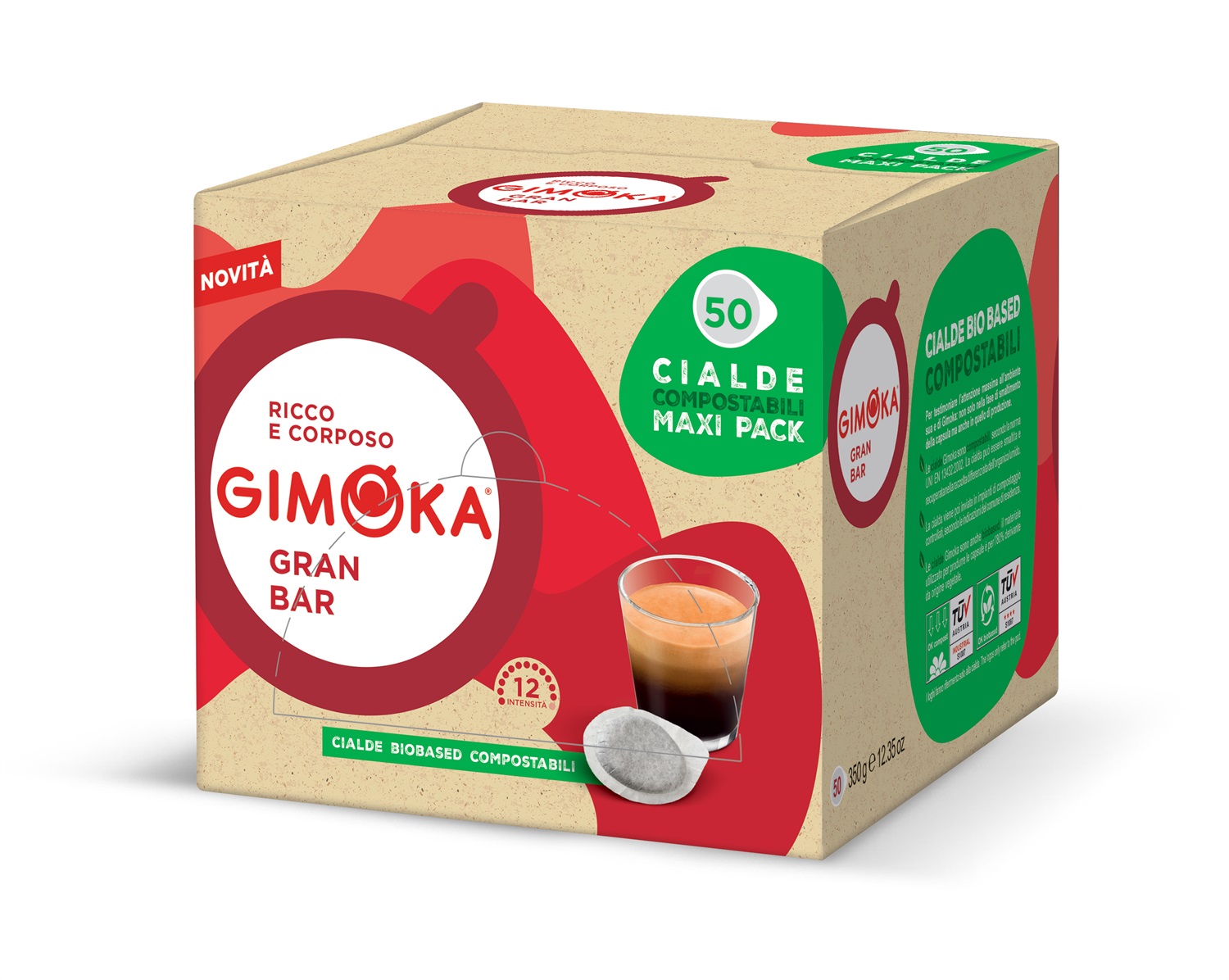 Gimoka Cialde Caffè Gran Bar Intenso ESE 44 - 50 pz - Intensità 12 - In Carta Compostabile