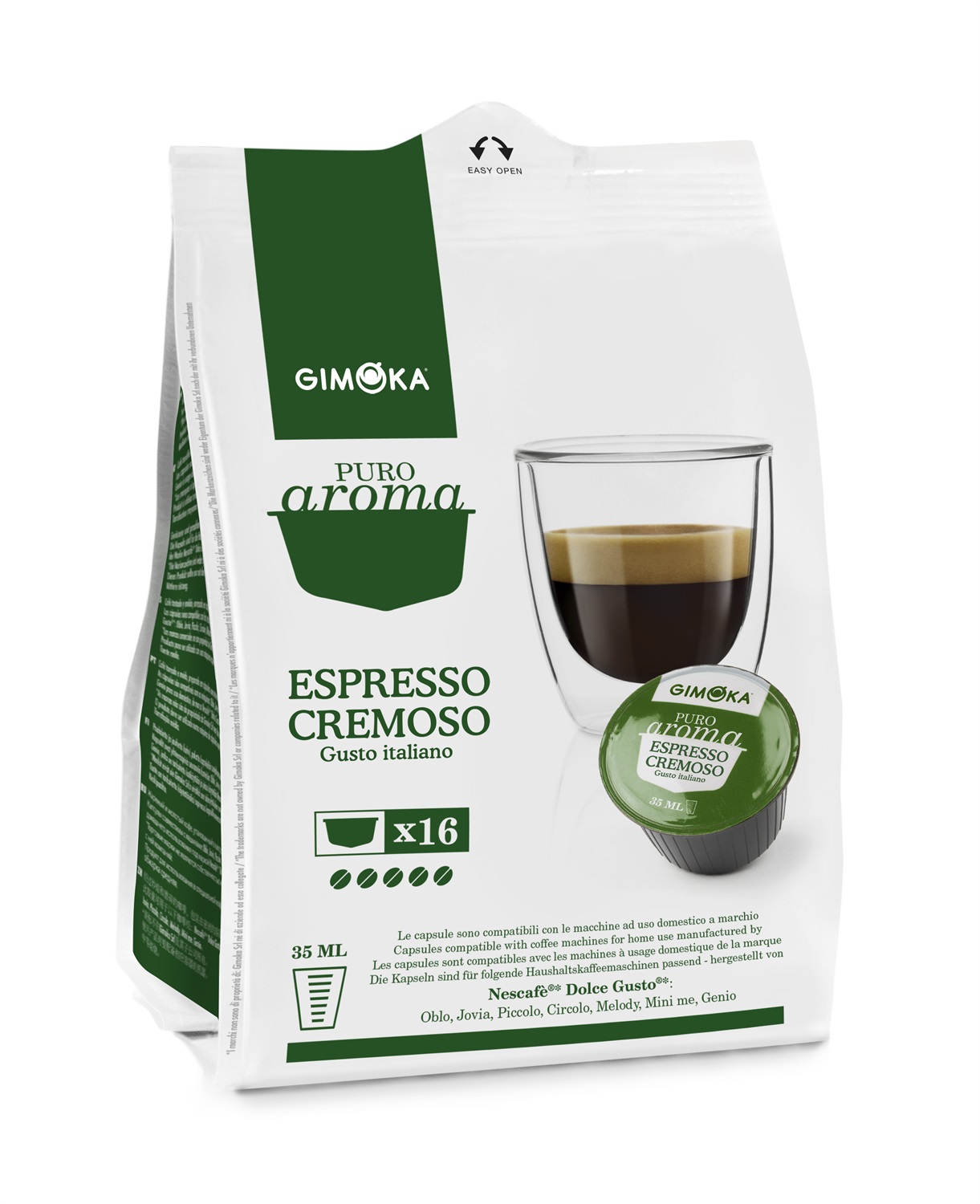 Gimoka Capsule Caffè Cremoso - Compatibili Dolce Gusto - Intensità 10 - Confezione da 16 pz