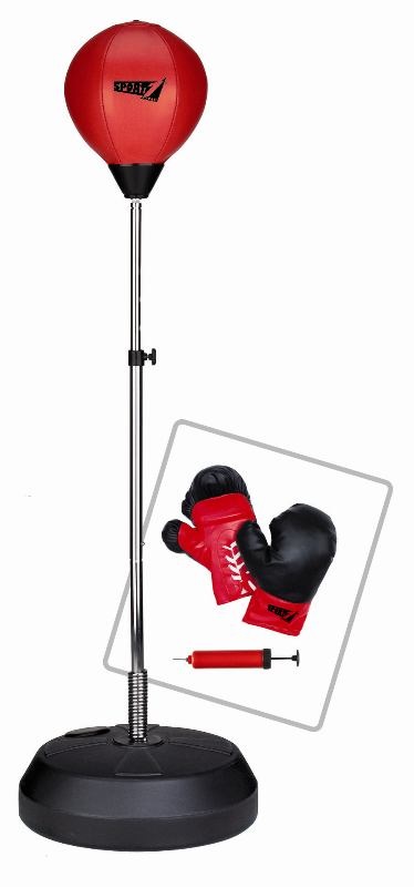 Mandelli Punching Ball Pro con Guantoni e Pompa - Altezza Regolabile 120-145 cm, Base Stabilizzante
