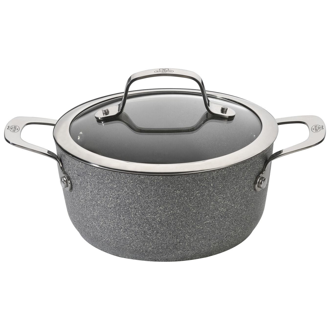 BALLARINI Casseruola 4,7 L Rotonda Grigia con Rivestimento GRANITIUM Ti-X a 6 Strati