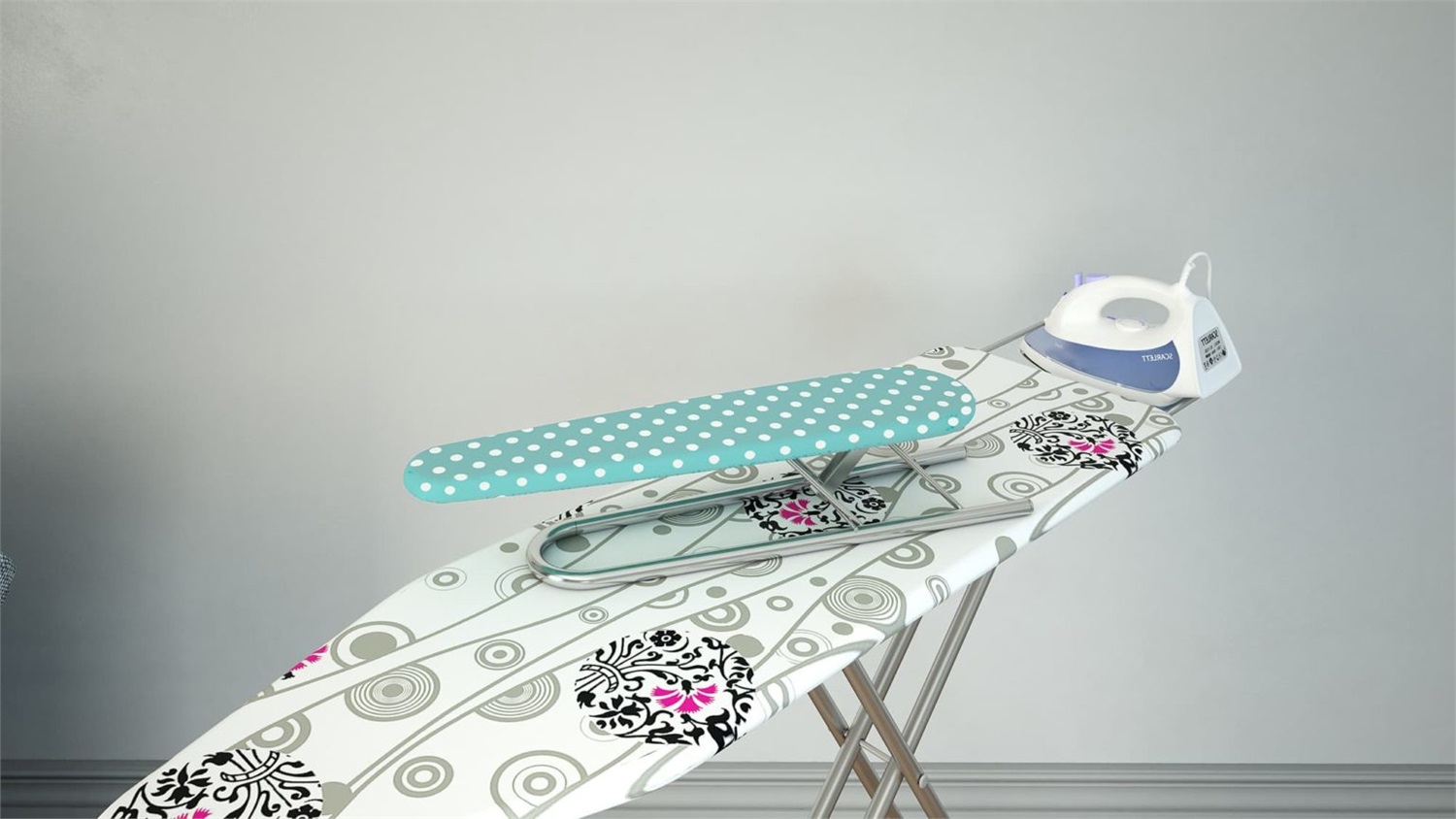 Colombo New Scal Stiramaniche 53x13 cm - Cotone e Acciaio Inox, Verde, Rettangolare, con Blocco di Sicurezza