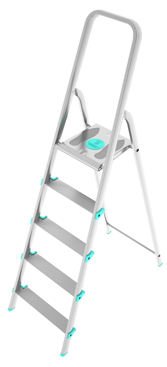 Colombo Scala STARK 5 Gradini in Acciaio-Alluminio con Gradini Antiscivolo e Portata Fino a 150kg - Certificata EN 131