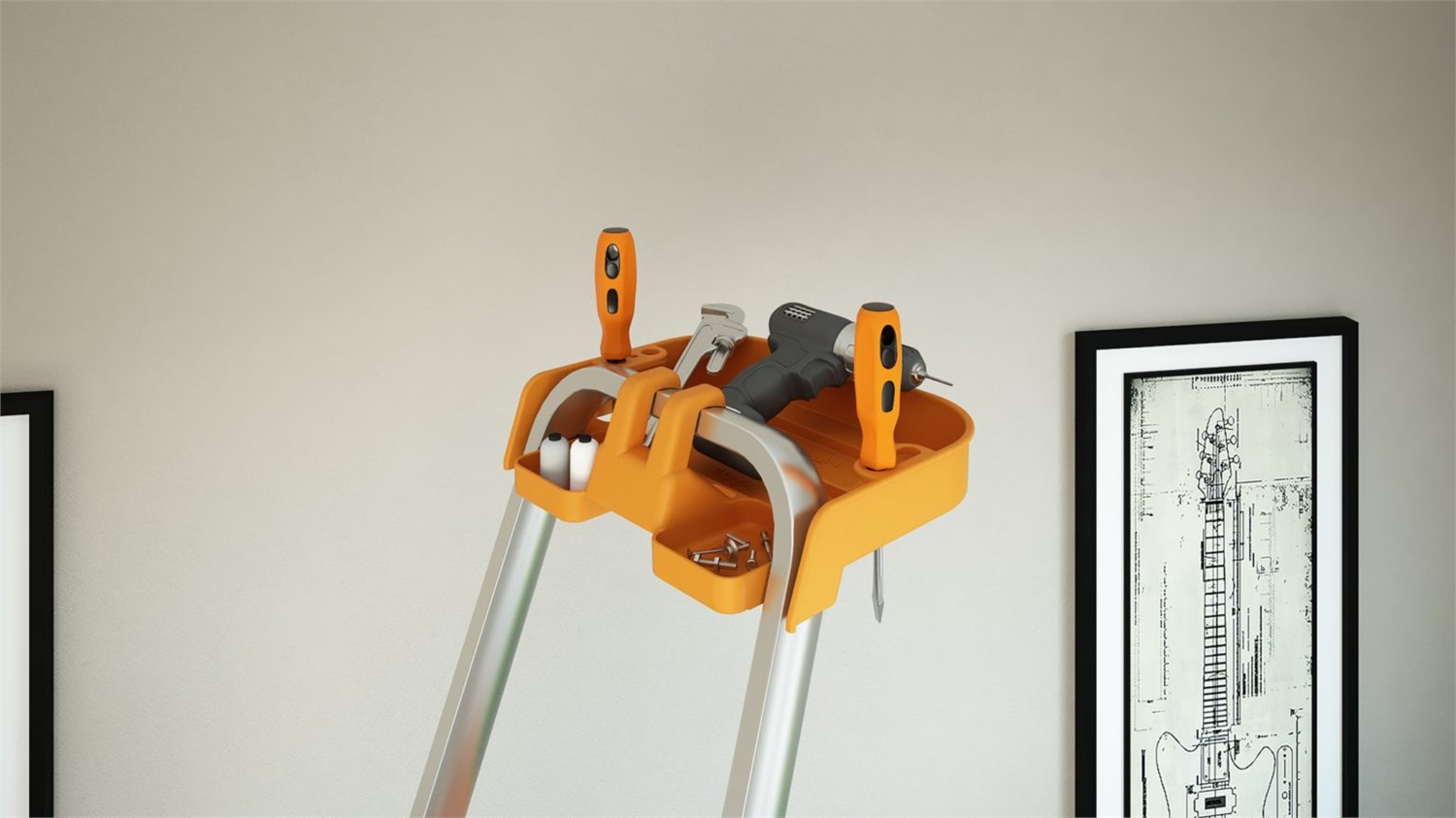 Colombo Scala Attica in Alluminio 7 Gradini con Vaschetta Portaoggetti Ribaltabile, Portata 150 kg, Certificata EN131