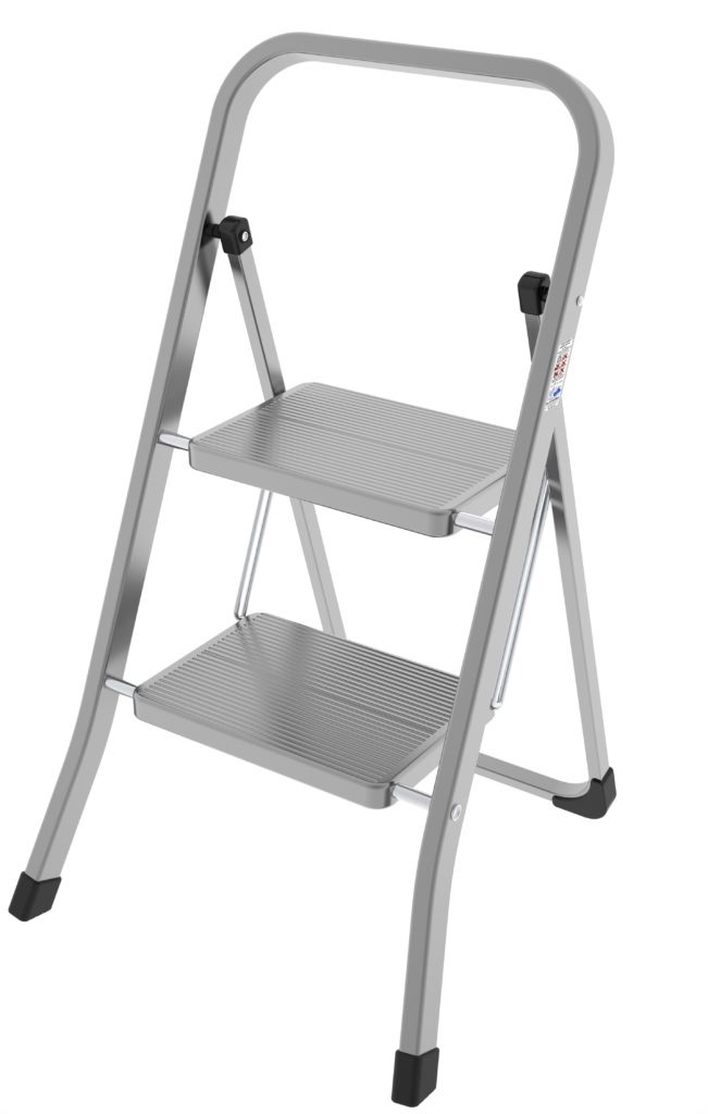 Colombo New Scal Stabilo 2 Sgabello Pieghevole in Acciaio - 2 Gradini, Portata 150 kg, Altezza 81 cm, Superficie Antiscivolo