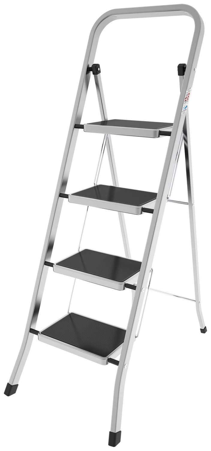 Colombo Sgabello Scala Factotum in Alluminio, 4 Gradini, Altezza 131 cm, Portata Massima 150 kg, Tappetino Antiscivolo