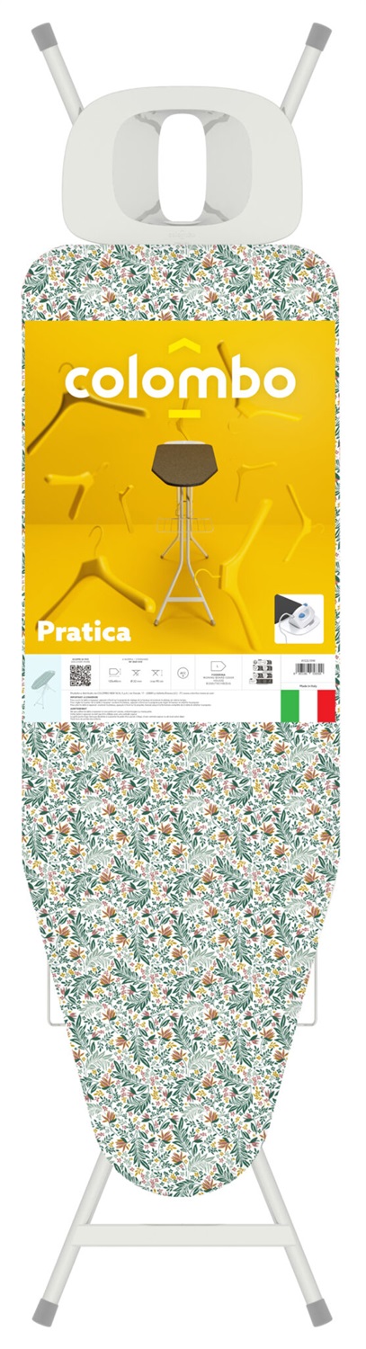 Colombo Asse da Stiro Pratica 120x40 cm - Copertura in Cotone Biologico, Poggiaferro Rinforzato e Regolazione Altezza