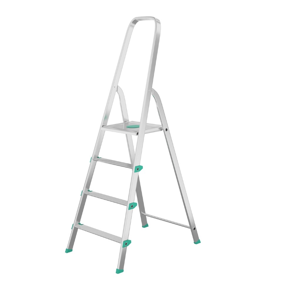 Colombo Scala LIBELLULA in Alluminio 4 Gradini Antiscivolo con Maniglione di Sicurezza - Portata Max 150kg