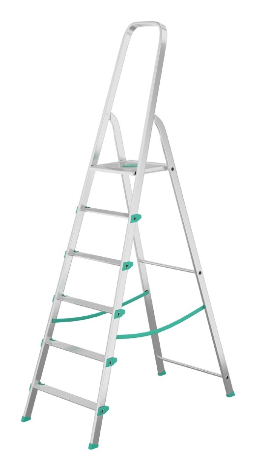 Colombo Scala LIBELLULA 6 gradini in Alluminio Silver - Antiscivolo, Portata Max 150 kg, Dimensioni Chiuso 51 x 9 x 201 cm