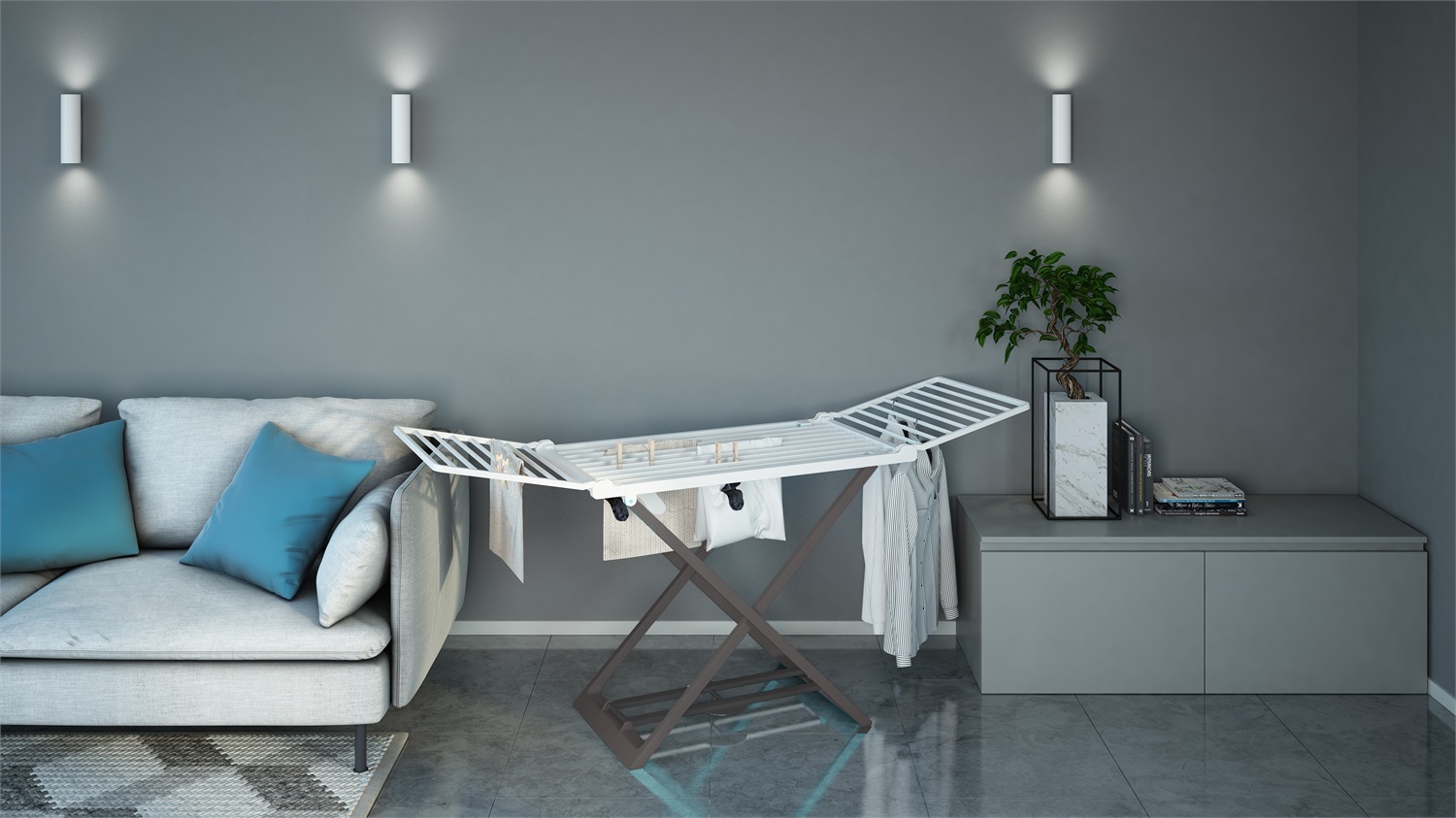 Colombo New Scal Marino Stendibiancheria in Polipropilene Bianco, 20 m, Dimensioni Aperto 194 x 108 x 58 cm, Chiuso 58 x 127 x 8 cm, Antiruggine