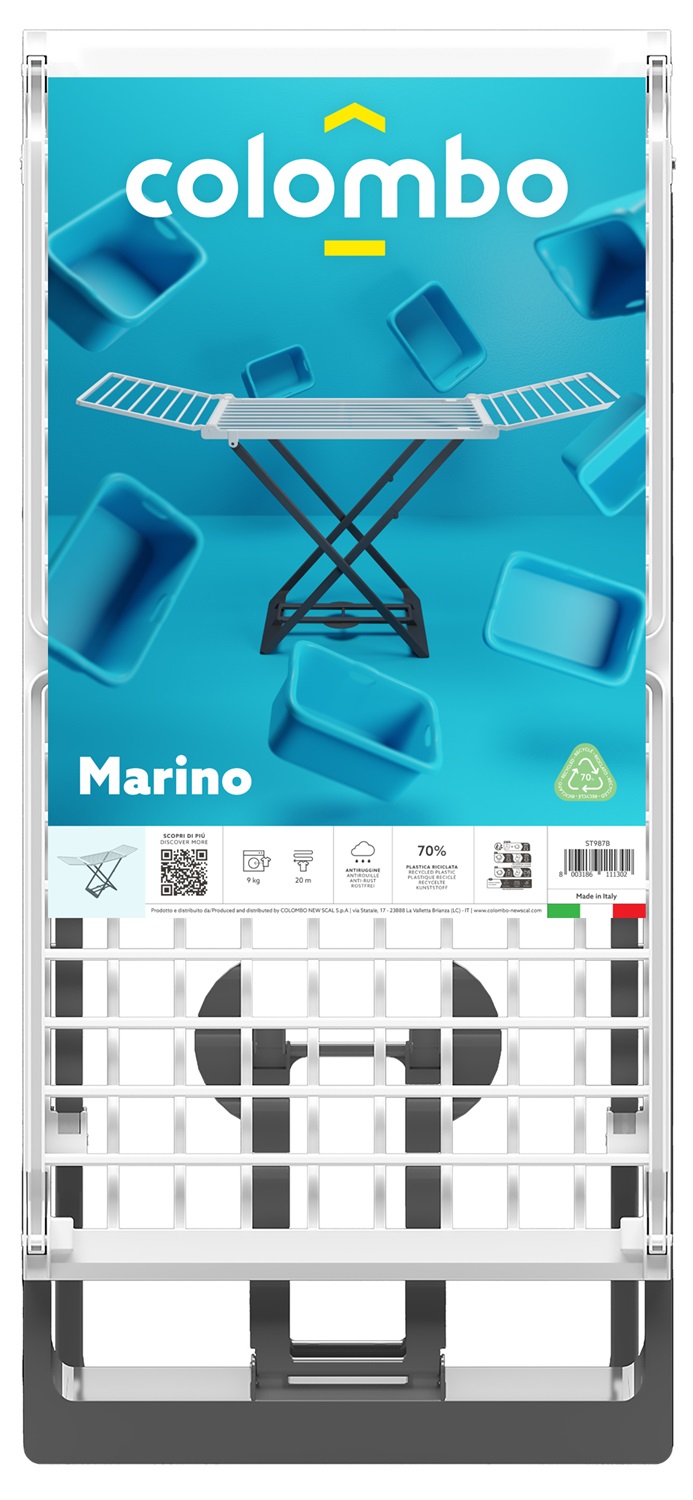 Colombo New Scal Marino Stendibiancheria in Polipropilene Bianco, 20 m, Dimensioni Aperto 194 x 108 x 58 cm, Chiuso 58 x 127 x 8 cm, Antiruggine
