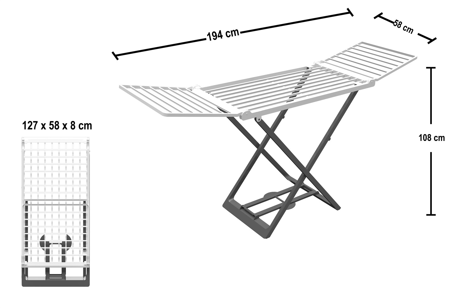 Colombo New Scal Marino Stendibiancheria in Polipropilene Bianco, 20 m, Dimensioni Aperto 194 x 108 x 58 cm, Chiuso 58 x 127 x 8 cm, Antiruggine