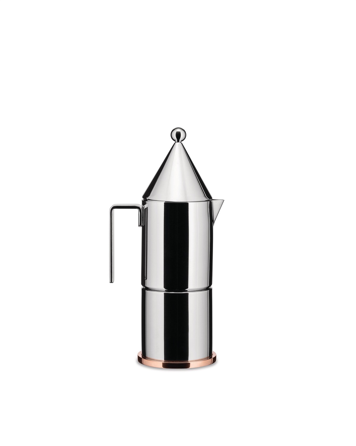 Alessi La Conica 90002/3 - Caffettiera di Design in Acciaio Inox e Fondo in Rame, 3 Tazze, 15 cl, 7.5 cm x 23.5 cm