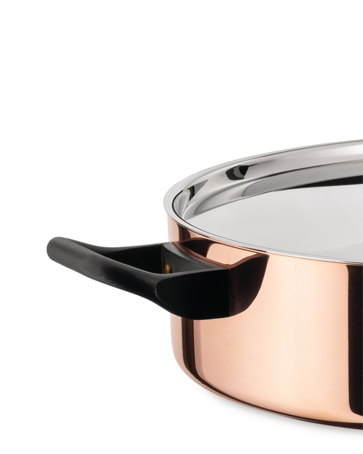 Alessi 90102/24 La Cintura di Orione Casseruola Bassa a Due Manici in Rame e Acciaio Inossidabile 18/10, 24 cm