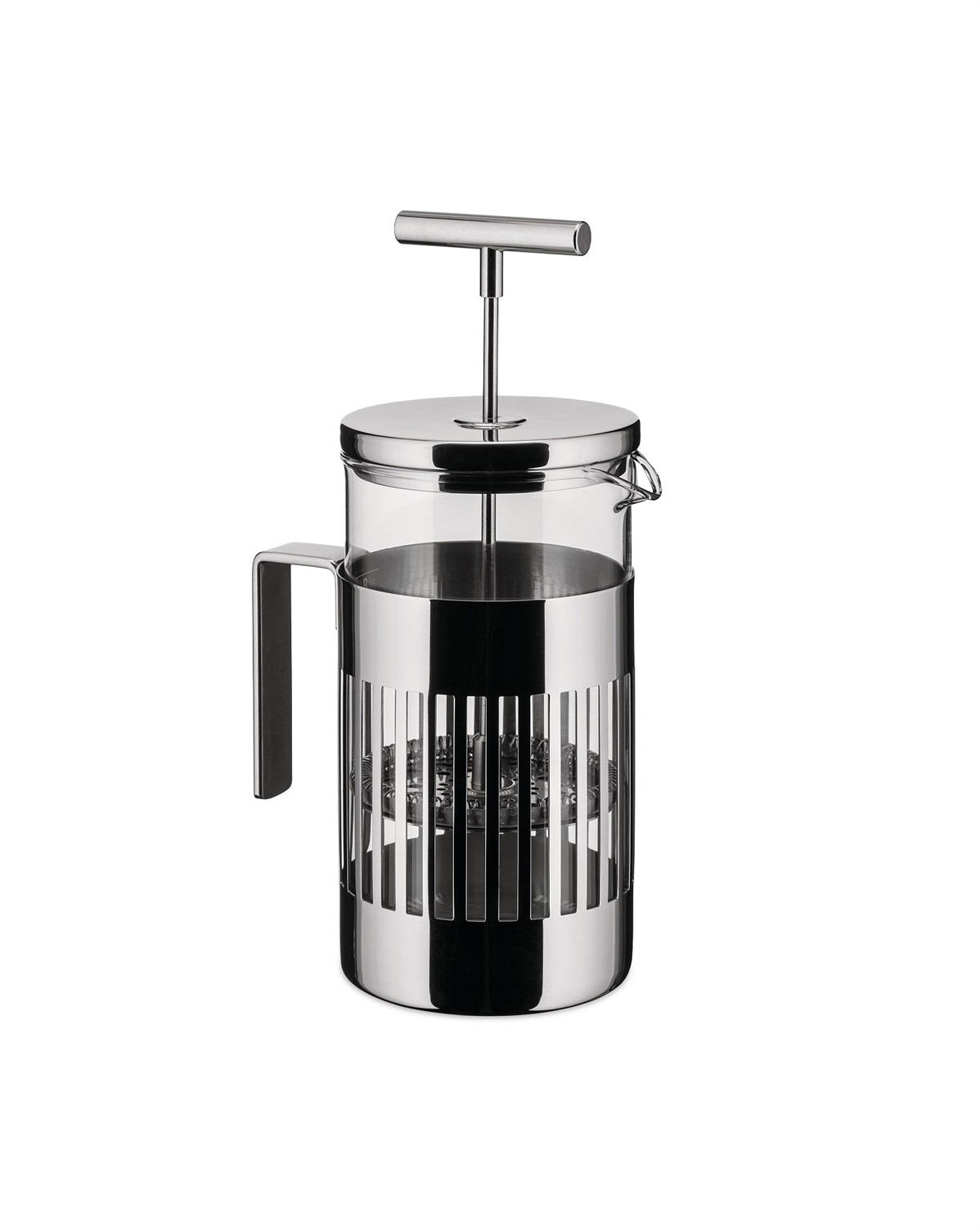 Alessi 9094/3 - Caffettiera a Presso-Filtro in Acciaio Inossidabile 18/10 Lucido e Vetro Pirofilo, Capacità 3 Tazze