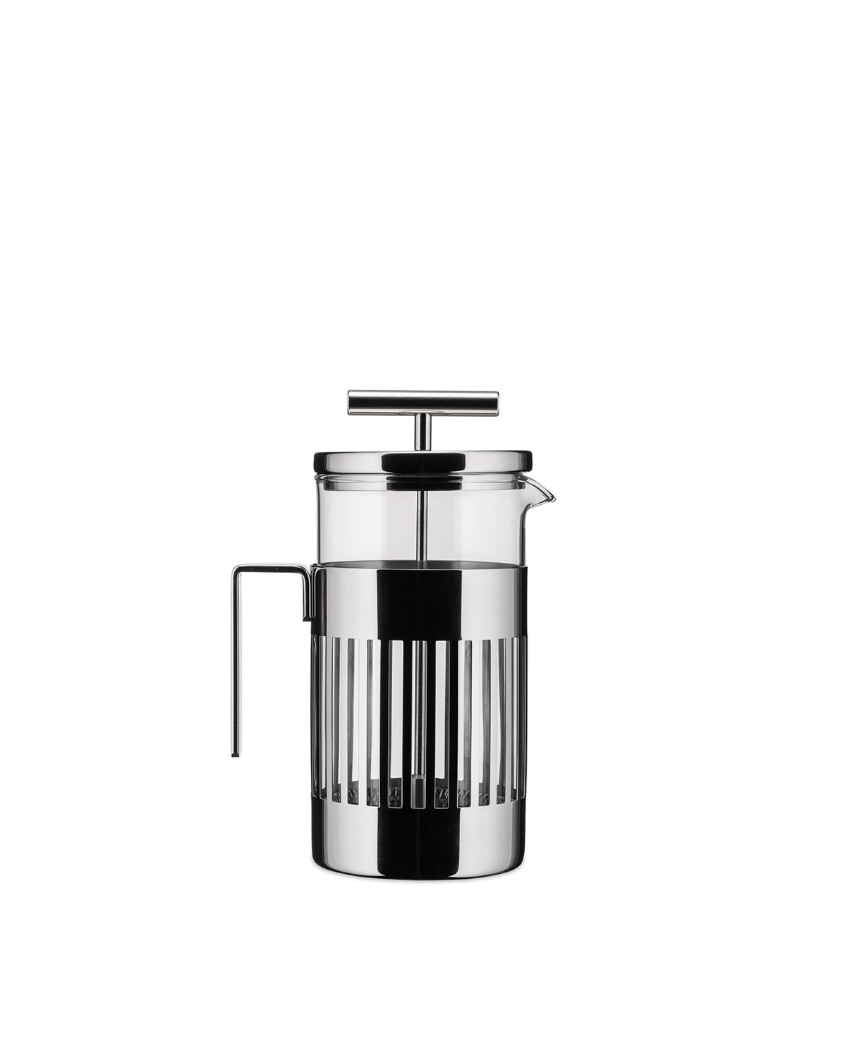 Alessi 9094/8 - Caffettiera di Design a Presso-Filtro, in Acciaio Inossidabile 18/10 Lucido e Vetro Pirofilo, Capacità 8 Tazze (72 cl), Designer Aldo Rossi