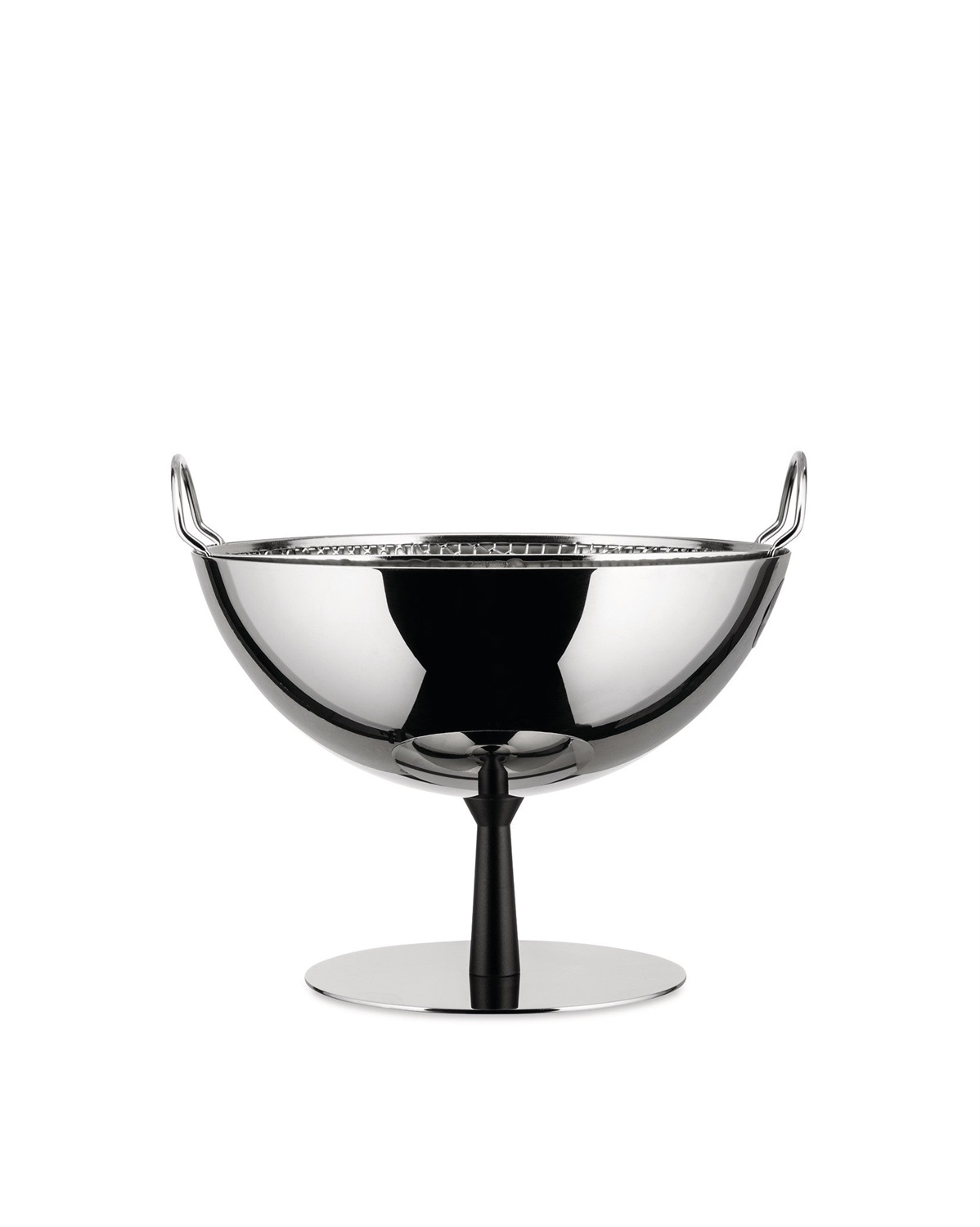 Alessi AC04 B Fruttiera/Scolatoio in Acciaio Lucido con Piede in Alluminio Antracite - Designer Achille Castiglioni, Diametro 24.9 cm, Altezza 20.5 cm, Contenuto 150 cl