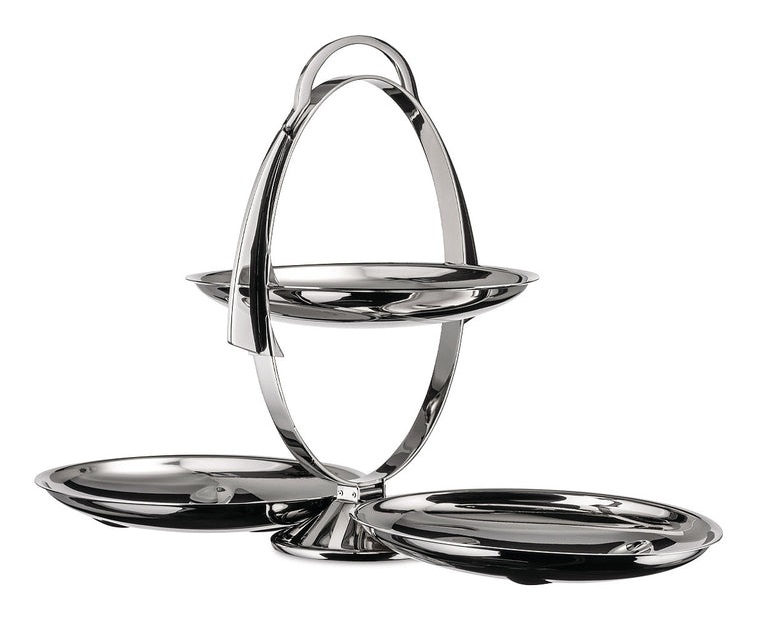 Alessi Anna Gong AM37 - Alzata pieghevole in acciaio inox 18/10, dimensioni 44x20 cm, altezza 27 cm