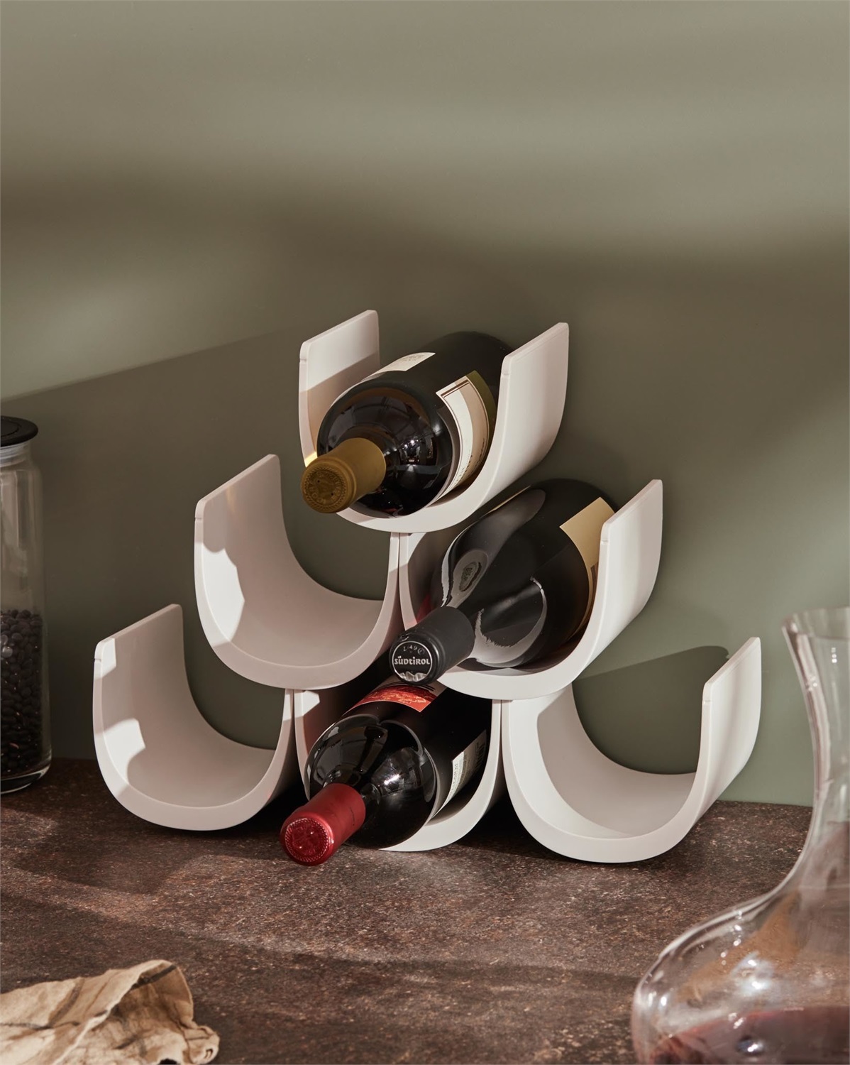 Alessi Noè GIA13 B - Portabottiglie Modulare in Resina Termoplastica, Nero, Fino a 6 Bottiglie, Design di Giulio Iacchetti