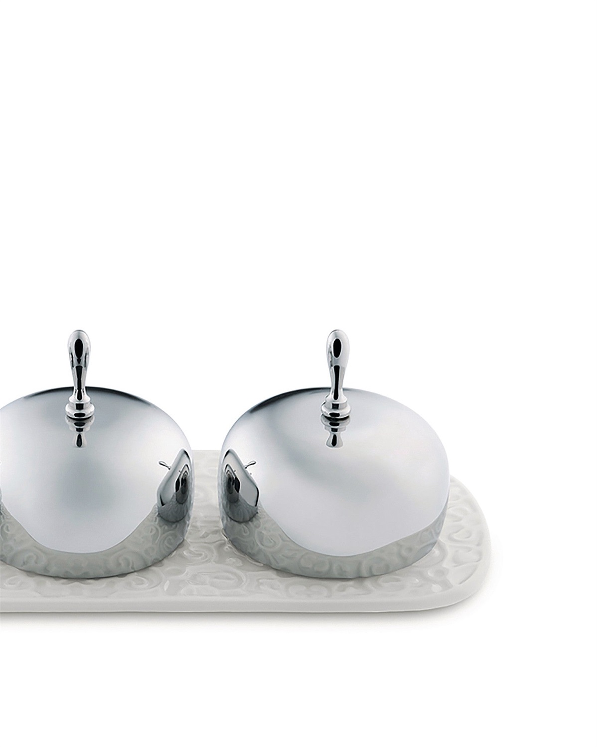 Alessi Marmellatiera Dressed - Ciotola per Marmellata a Tre Scomparti in Porcellana Bianco, Design di Marcel Wanders, Dimensioni 20.5 x 8 x 6.5 cm