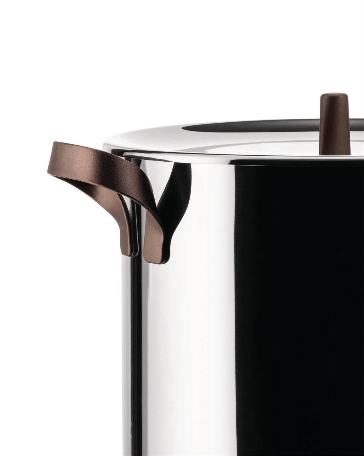 Alessi Edo PU100/20 - Pentola Alta in Acciaio Inox con Manici in Acciaio Inox Rivestiti in PVD, Marrone, 28.4 x 20.1 x 19.1 cm