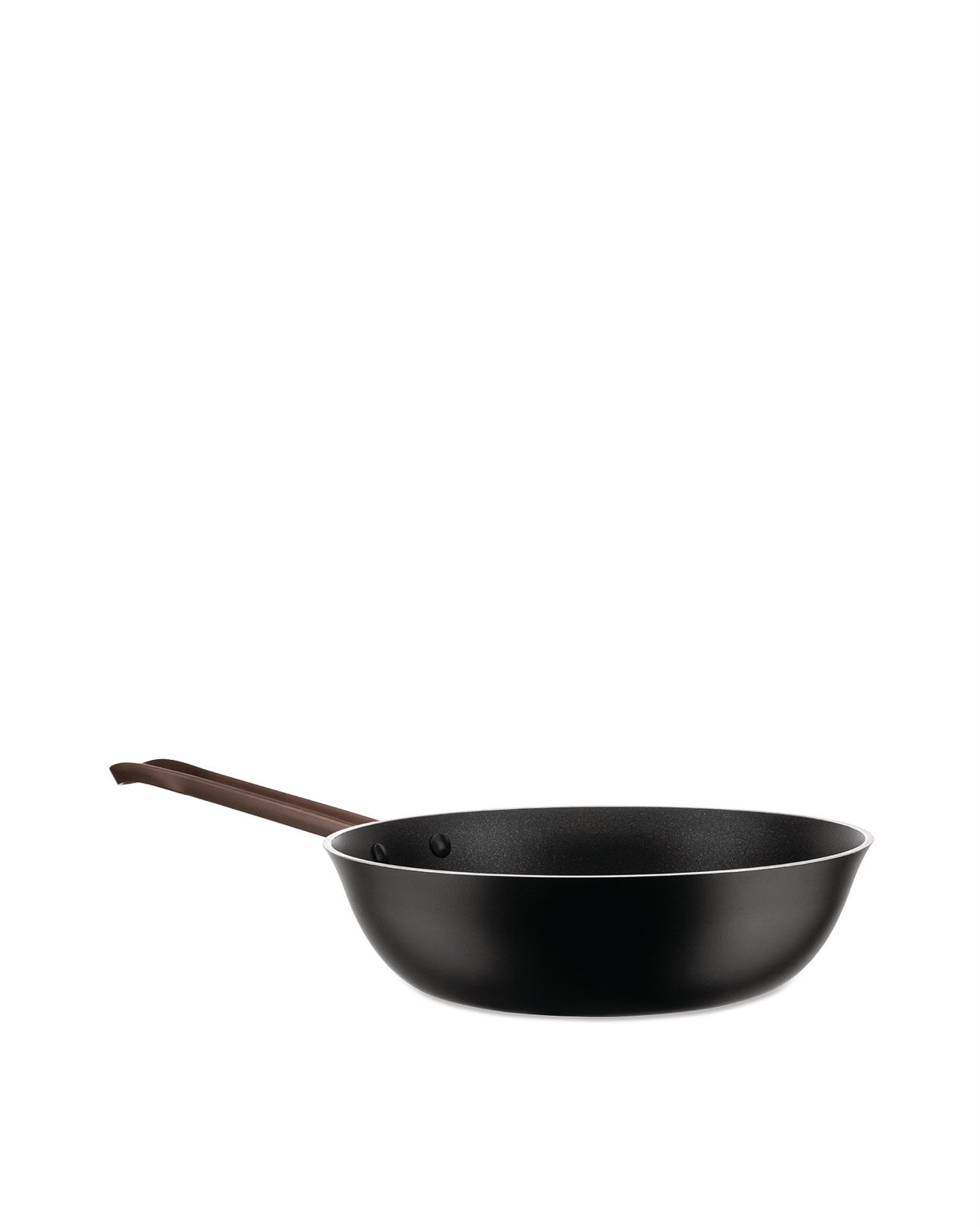 Alessi Edo PU114/28B Padella Alta Antiaderente 28 cm con Manico Lungo in Acciaio Inox - Marrone