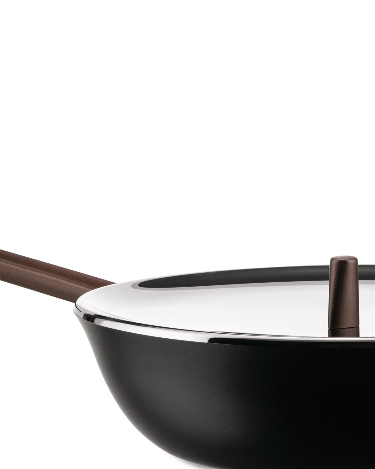 Alessi Edo PU114/28B Padella Alta Antiaderente 28 cm con Manico Lungo in Acciaio Inox - Marrone