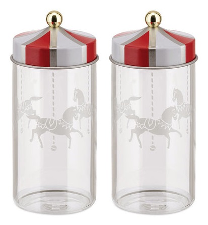 Alessi Circus Contenitore per Spezie Multicolore in Vetro Serigrafato - Designer Marcel Wanders - Capacità 14 cl, Ø 5,3 x H 12 cm