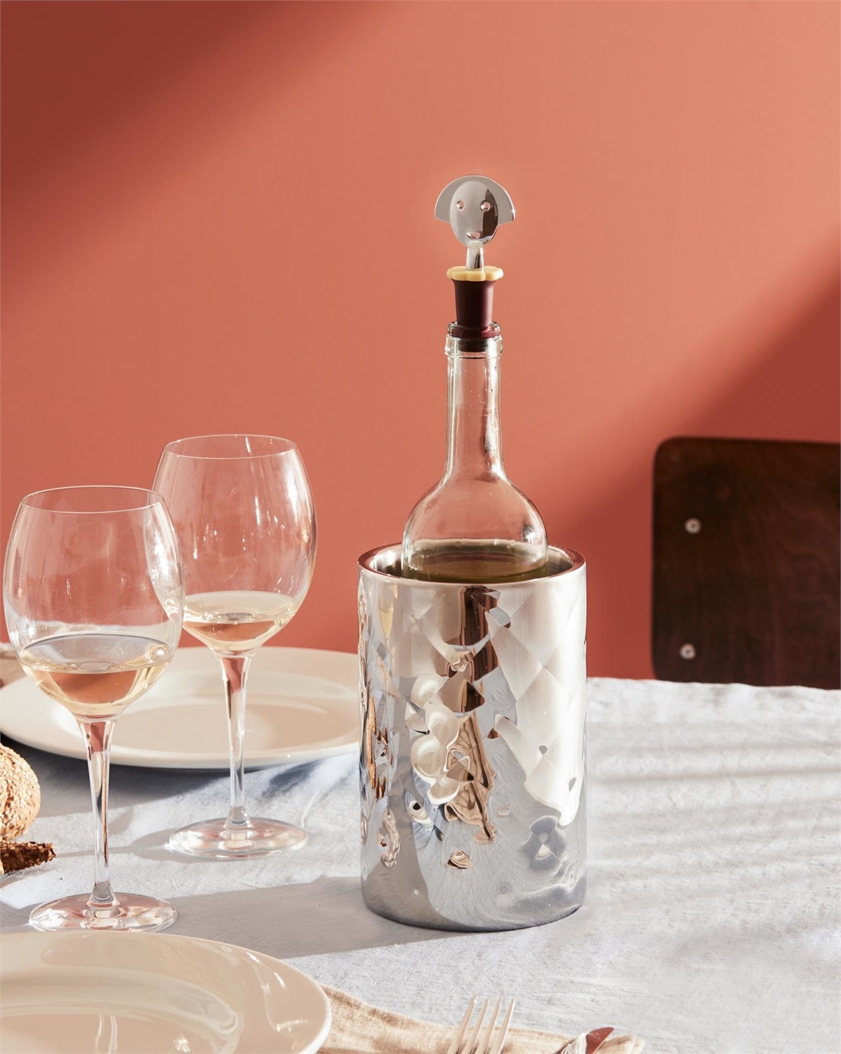 Alessi Mateglacé MSA11 - Portabottiglie Termoisolante di Design in Acciaio Inox Lucido, Doppia Parete, Capacità 130 cl