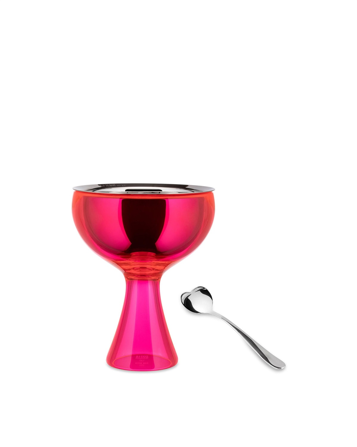Alessi Coppa Gelato Big Love Rosa con Cucchiaino - 15 cm, Capacità 25 cl, Materiale Resina e Acciaio Inox