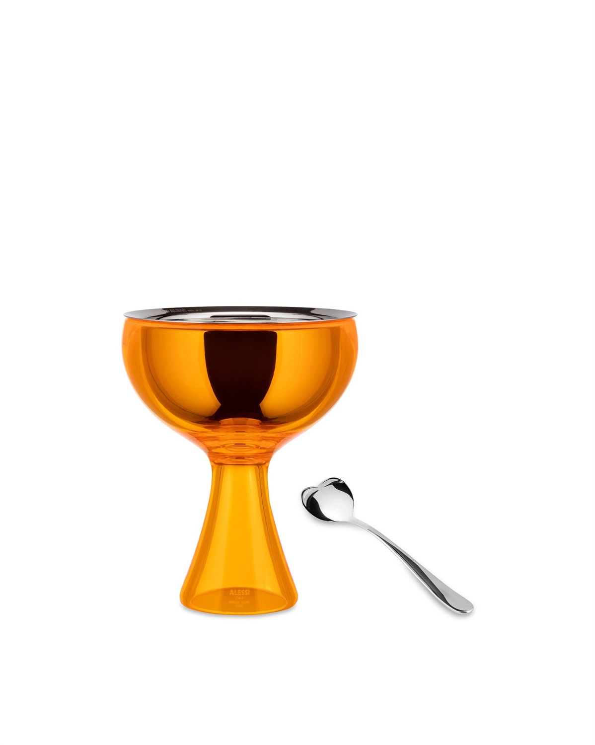 Alessi Big Love AMMI01S O - Set Coppa Gelato in Acciaio Inossidabile e Cucchiaino a Forma di Cuore, Arancio