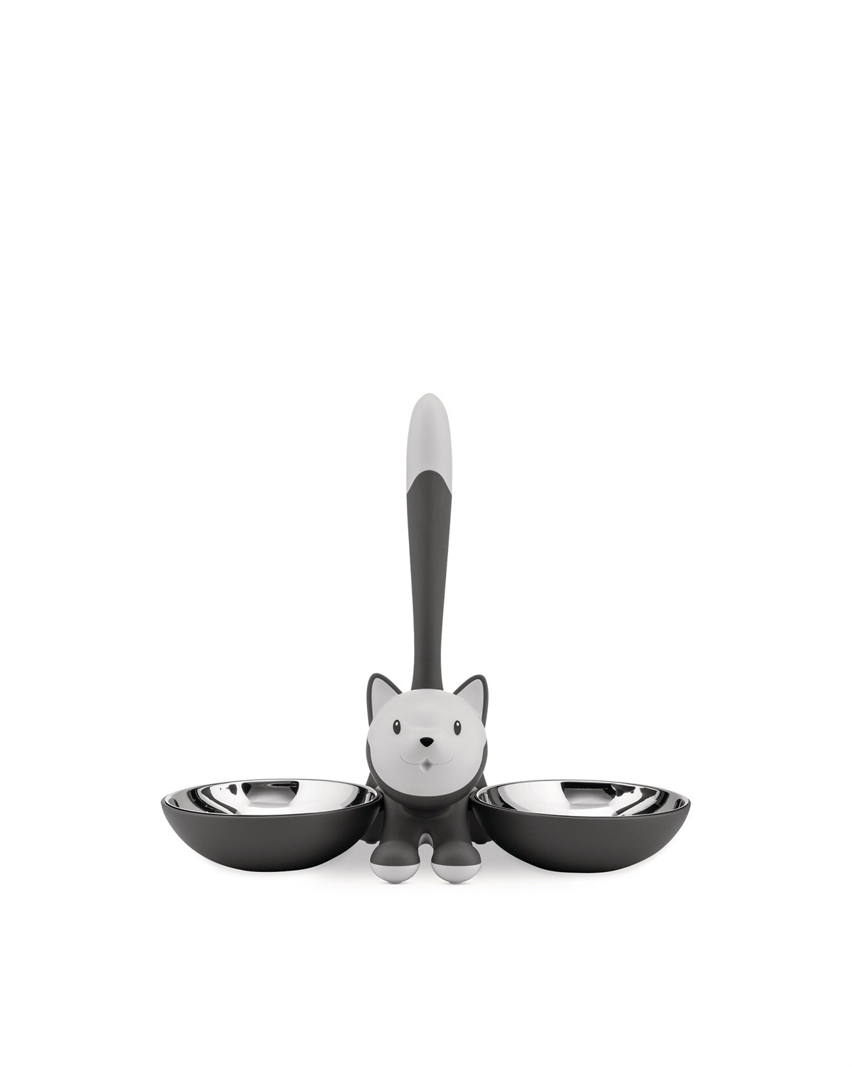 Alessi Tigrito Ciotola per Gatti in Acciaio Inossidabile e Resina Termoplastica - Grigio, 28 cm
