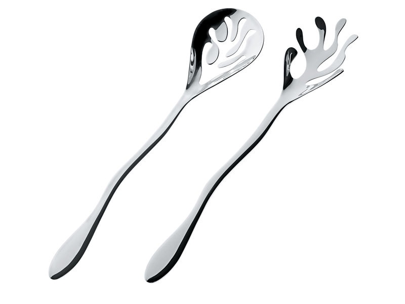 Alessi Mediterraneo ESI16SET Set di Posate per Insalata in Acciaio Inox 18/10 - Design Elegante di LPWK, Emma Silvestris, Lunghezza 27.5 cm