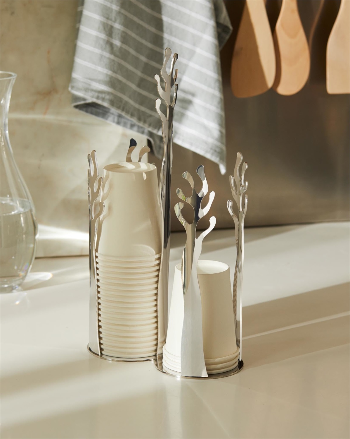 Alessi Mediterraneo ESI19 - Portabicchieri a Due Scomparti in Acciaio Inox Lucido, Design Ispirato al Mare