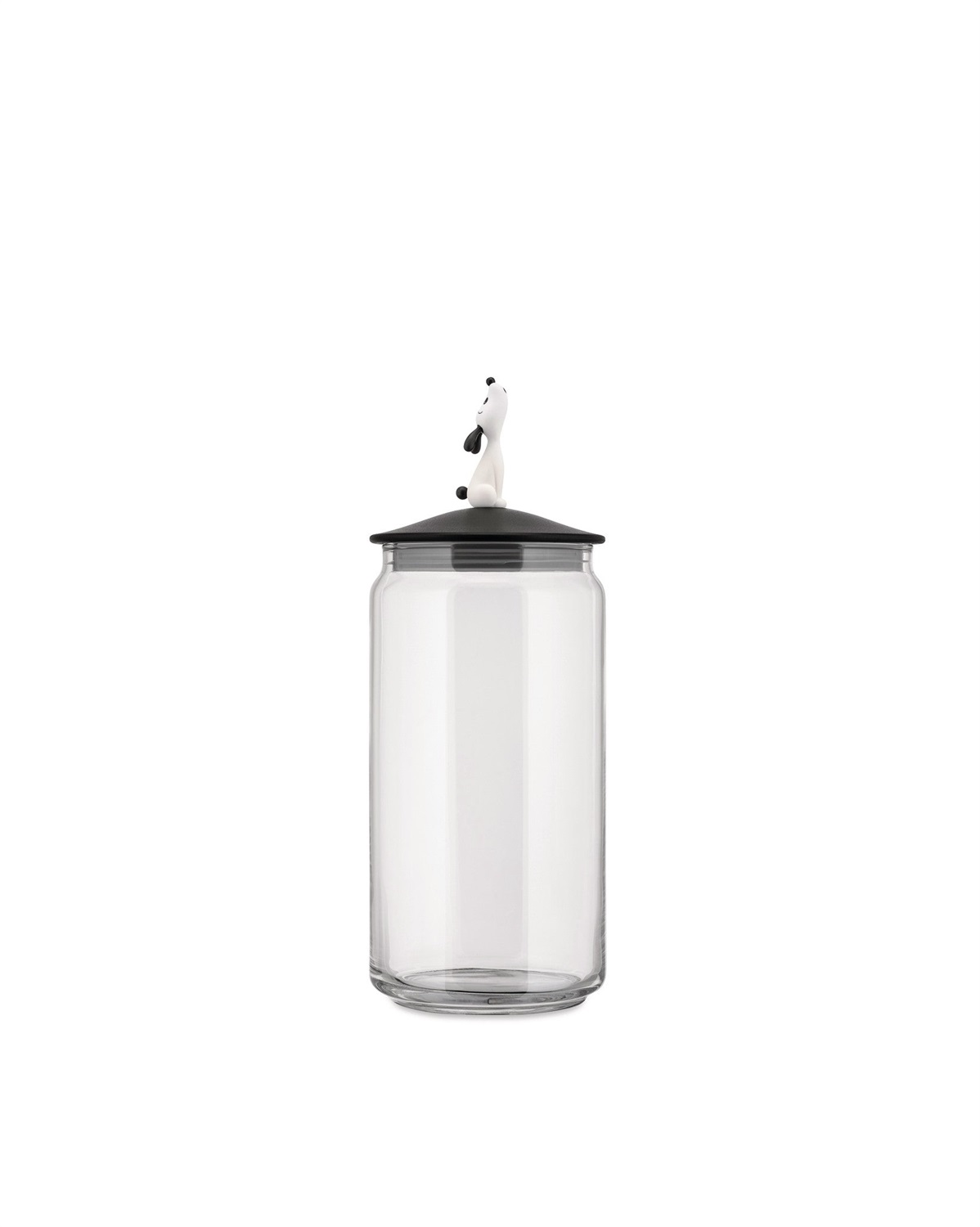 Alessi LulàJar AMMI21 B - Contenitore per Cibo per Cani in Vetro e Resina Termoplastica, Nero, Design con Coperchio Decorato, Capacità 150 cl