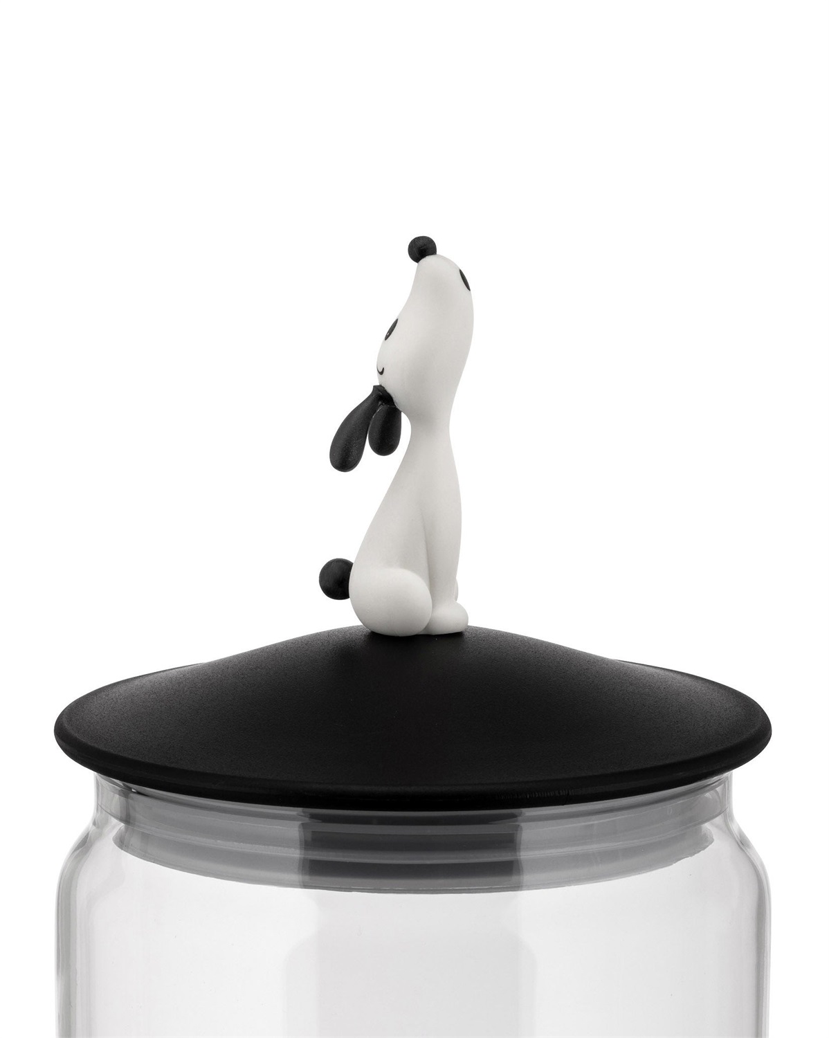 Alessi LulàJar AMMI21 B - Contenitore per Cibo per Cani in Vetro e Resina Termoplastica, Nero, Design con Coperchio Decorato, Capacità 150 cl