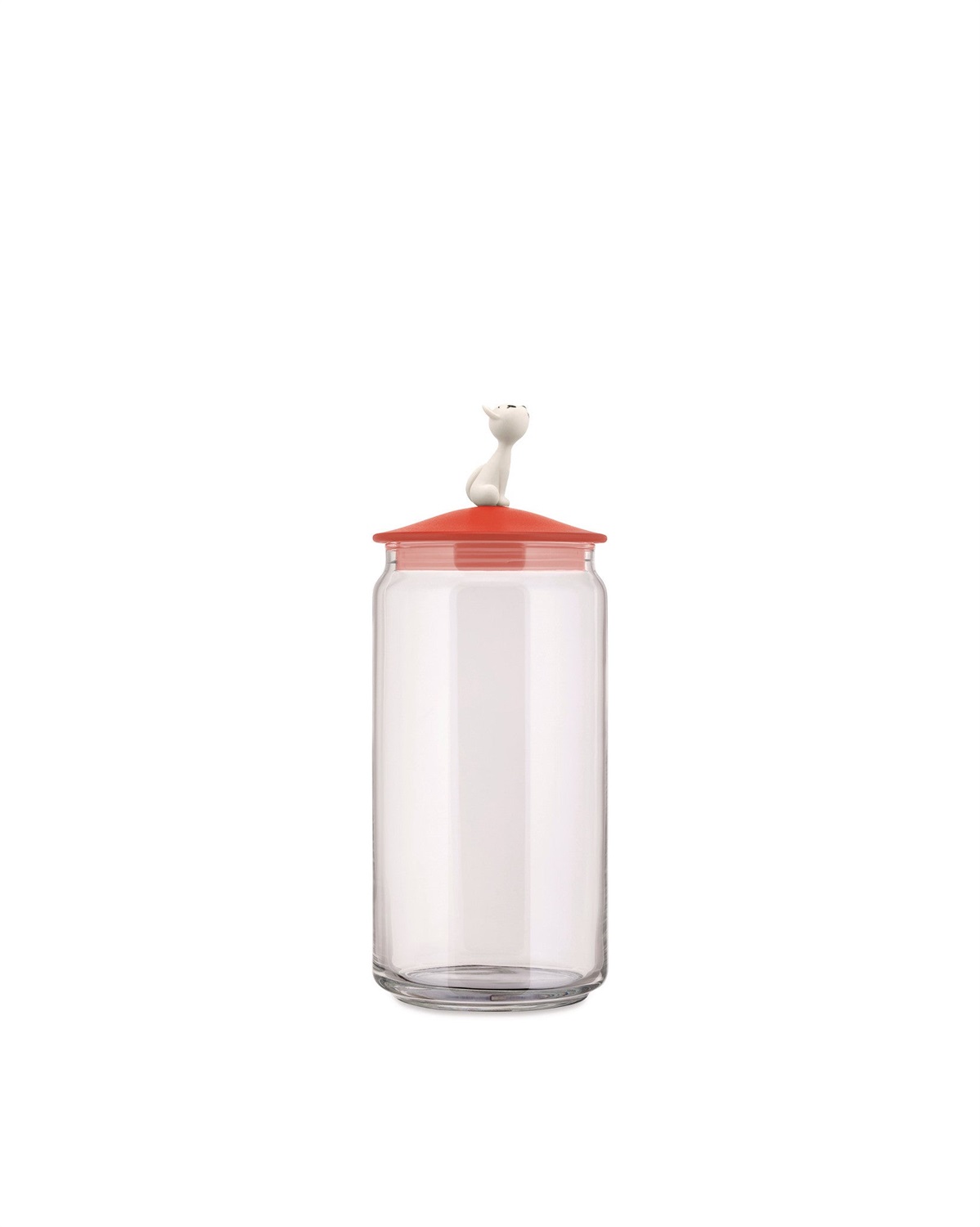 Alessi AMMI22 B Miòjar Barattolo in Vetro per Cibo Gatti con Coperchio in Resina Termoplastica, Nero
