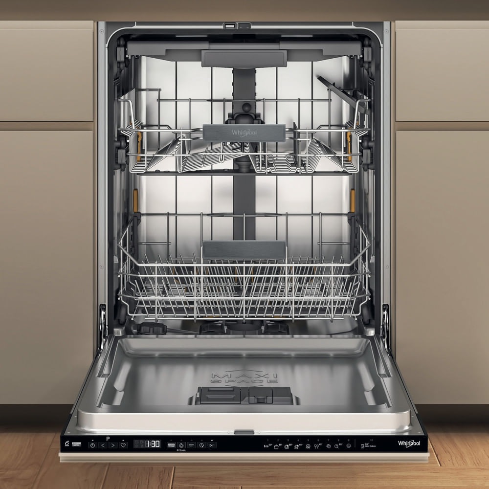 Whirlpool Lavastoviglie Maxispace BI 60 cm, Classe A, 15 Coperti, A Scomparsa Totale, Terzo Cesto Flessibile, Colore Nero