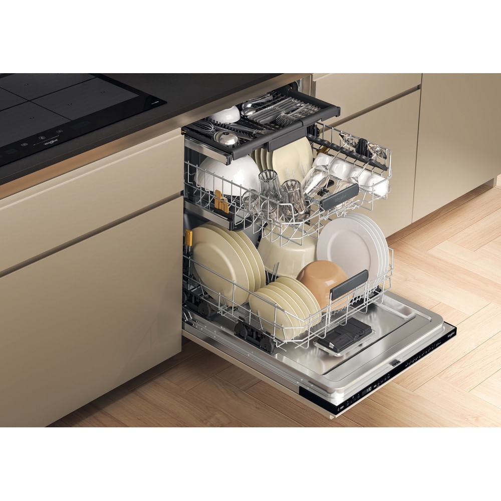 Whirlpool Lavastoviglie Maxispace BI 60 cm, Classe A, 15 Coperti, A Scomparsa Totale, Terzo Cesto Flessibile, Colore Nero