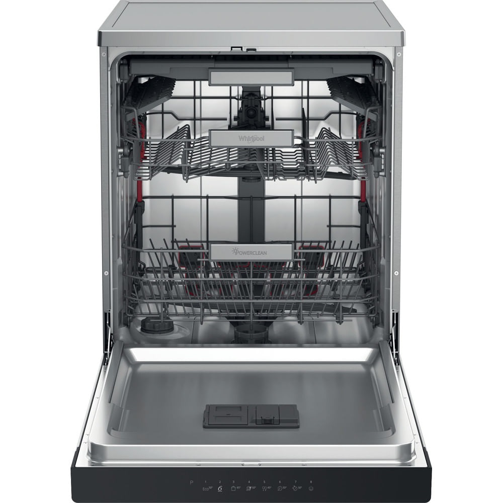 Whirlpool WH7FA14BN7A0X Lavastoviglie Libera Installazione 60 cm, 14 Coperti, Classe A, Acciaio Inox, 6° Senso, PowerCleanPro