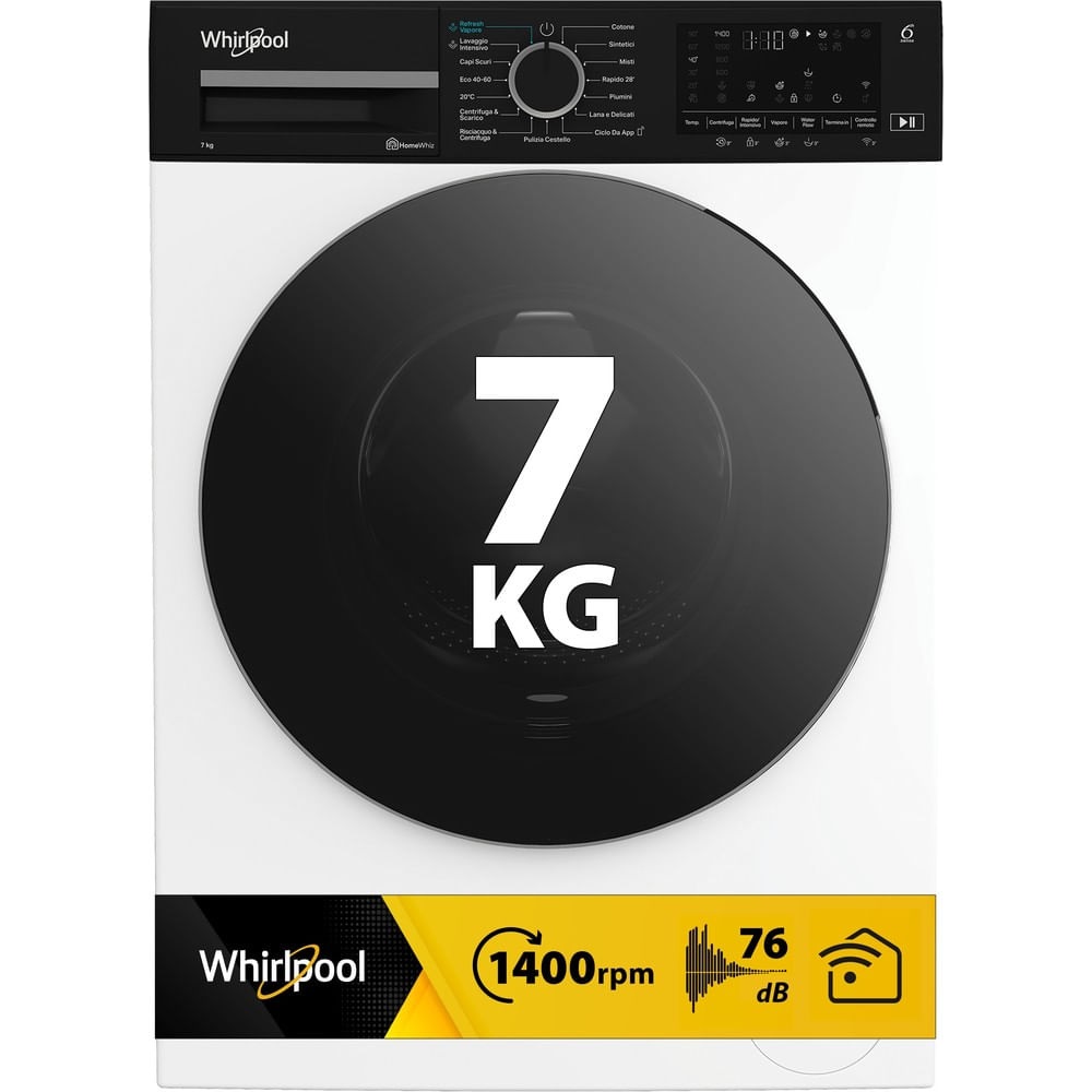 Whirlpool WAM 76WBC IT - Lavatrice a Caricamento Frontale, 7 kg, Classe A, 1400 Giri/min, Tecnologia 6° Senso