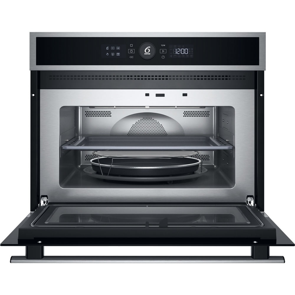Whirlpool WMW47HMXI Microonde da Incasso Combinato 40L, 900W, Ventilato, Grill, Tecnologia 6° Senso, Nero e Acciaio Inox