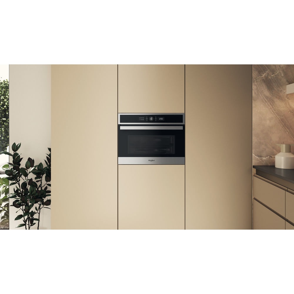 Whirlpool WMW47HMXI Microonde da Incasso Combinato 40L, 900W, Ventilato, Grill, Tecnologia 6° Senso, Nero e Acciaio Inox
