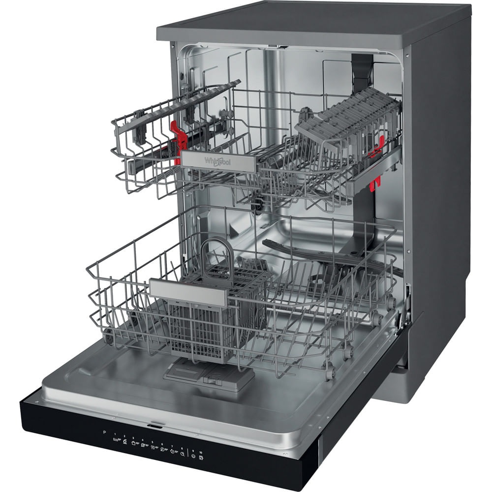 Whirlpool Lavastoviglie Inox 14 Coperti Libera Installazione 60 cm con Tecnologia 6° SENSO